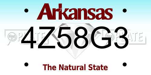 4Z58G3 Arkansas License Plate