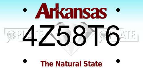 4Z58T6 Arkansas License Plate