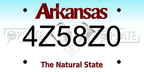 4Z58Z0 Arkansas License Plate
