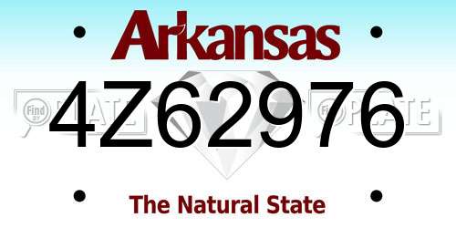 4Z62976 Arkansas License Plate