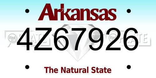 4Z67926 Arkansas License Plate