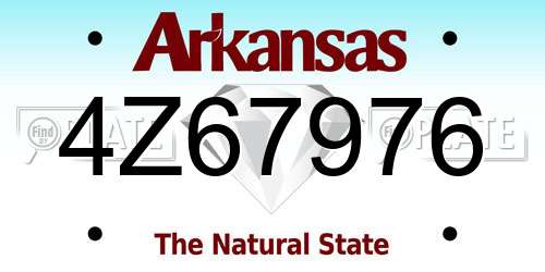 4Z67976 Arkansas License Plate