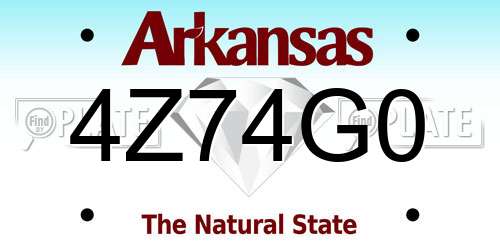 4Z74G0 Arkansas License Plate