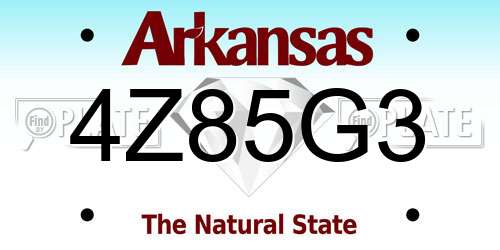 4Z85G3 Arkansas License Plate