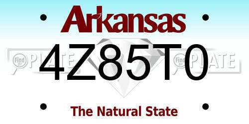 4Z85T0 Arkansas License Plate