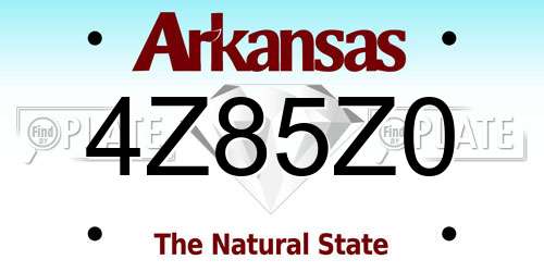 4Z85Z0 Arkansas License Plate