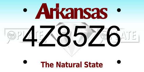 4Z85Z6 Arkansas License Plate