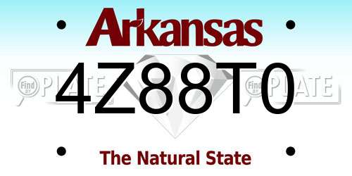 4Z88T0 Arkansas License Plate