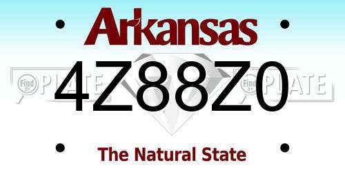 4Z88Z0 Arkansas License Plate
