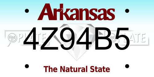 4Z94B5 Arkansas License Plate