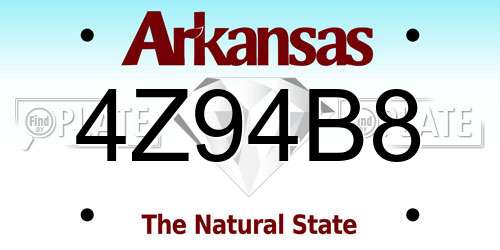 4Z94B8 Arkansas License Plate