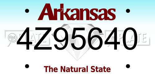 4Z95640 Arkansas License Plate