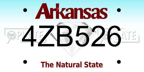 4ZB526 Arkansas License Plate