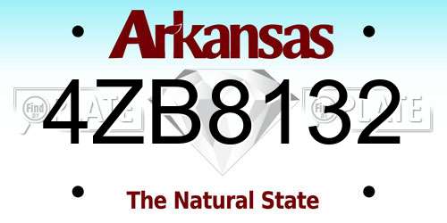 4ZB8132 Arkansas License Plate