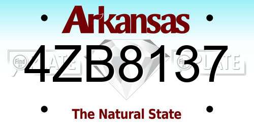 4ZB8137 Arkansas License Plate