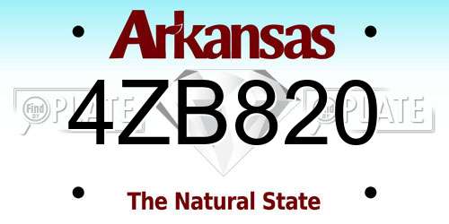 4ZB820 Arkansas License Plate