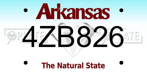 4ZB826 Arkansas License Plate