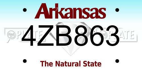 4ZB863 Arkansas License Plate