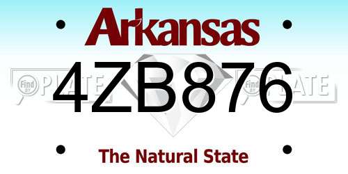 4ZB876 Arkansas License Plate