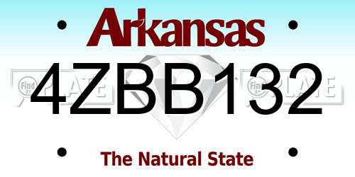 4ZBB132 Arkansas License Plate