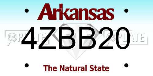4ZBB20 Arkansas License Plate