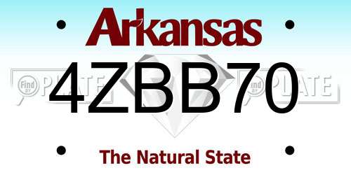 4ZBB70 Arkansas License Plate