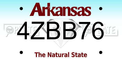 4ZBB76 Arkansas License Plate