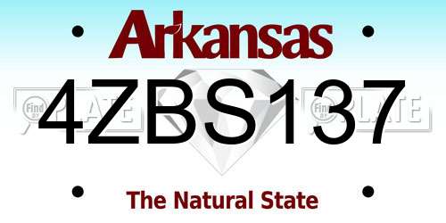 4ZBS137 Arkansas License Plate