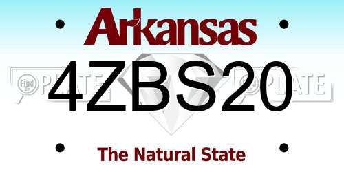 4ZBS20 Arkansas License Plate