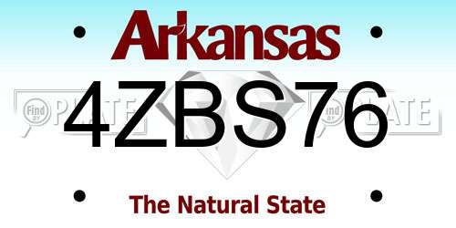 4ZBS76 Arkansas License Plate