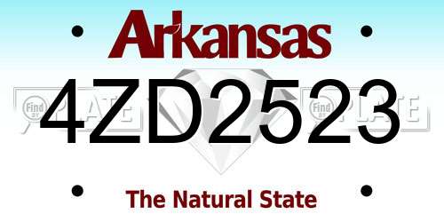 4ZD2523 Arkansas License Plate