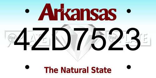 4ZD7523 Arkansas License Plate