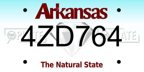 4ZD764 Arkansas License Plate