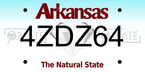 4ZDZ64 Arkansas License Plate