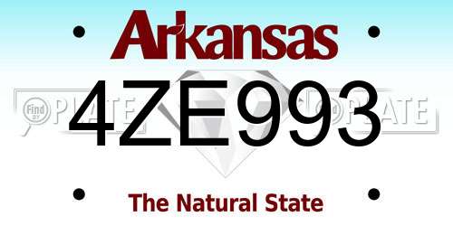 4ZE993 Arkansas License Plate