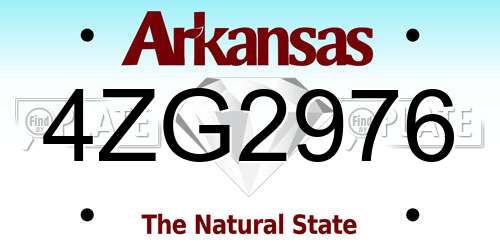 4ZG2976 Arkansas License Plate