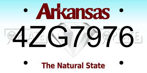 4ZG7976 Arkansas License Plate