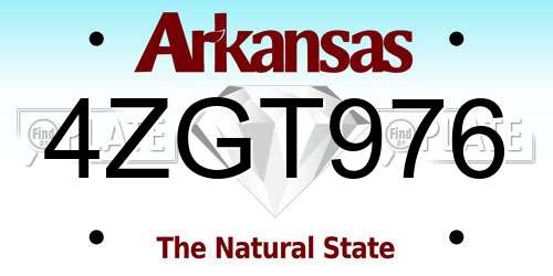 4ZGT976 Arkansas License Plate