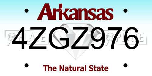4ZGZ976 Arkansas License Plate