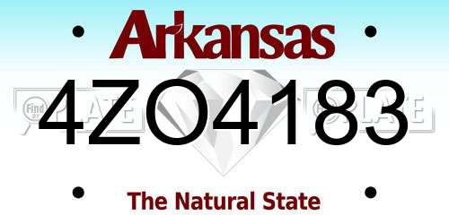 4ZO4183 Arkansas License Plate