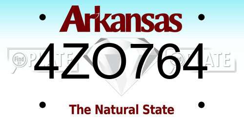 4ZO764 Arkansas License Plate