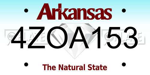 4ZOA153 Arkansas License Plate