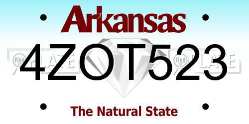 4ZOT523 Arkansas License Plate