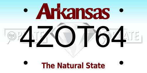 4ZOT64 Arkansas License Plate