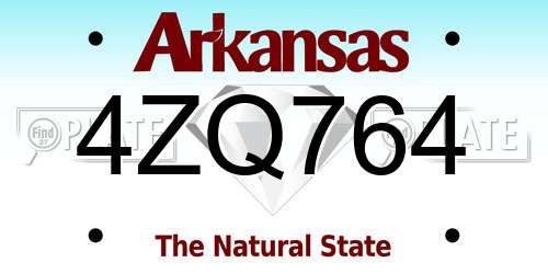 4ZQ764 Arkansas License Plate