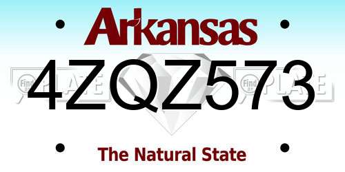 4ZQZ573 Arkansas License Plate