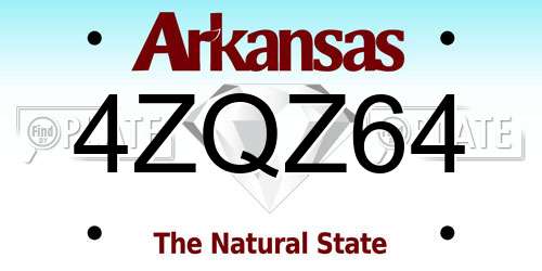 4ZQZ64 Arkansas License Plate
