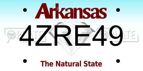 4ZRE49 Arkansas License Plate
