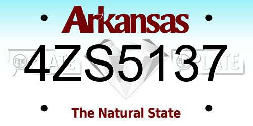 4ZS5137 Arkansas License Plate