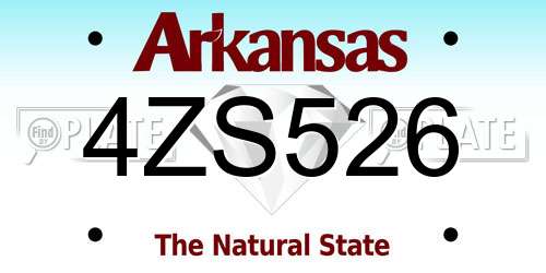 4ZS526 Arkansas License Plate